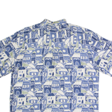 CLUB TANGO Mens Shirt Blue Silk Crazy Pattern L