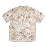 JOS A BANK Mens Hawaiian Shirt Brown Faux Silk Floral M