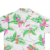 BAREFOOT IN PARADISE Mens Hawaiian Shirt White Floral L