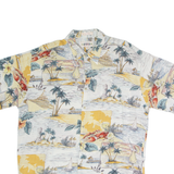 CAMPIA Mens Hawaiian Shirt White Crazy Pattern L