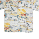 CAMPIA Mens Hawaiian Shirt White Crazy Pattern L