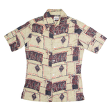 PLAYBOY Womens Shirt Brown Geometric S