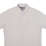 TOMMY HILFIGER Custom Fit Mens Plain Shirt Grey M