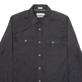 CALVIN KLEIN Mens Plain Shirt Black Long Sleeve M