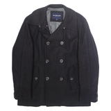 MCGREGOR Mens Overcoat Jacket Black Wool L