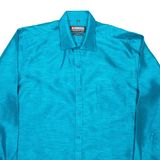 AMAZON Slim Fit Mens Plain Shirt Blue Long Sleeve L
