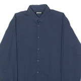 DKNY Mens Plain Shirt Blue Long Sleeve M