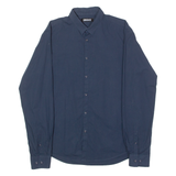DKNY Mens Plain Shirt Blue Long Sleeve M