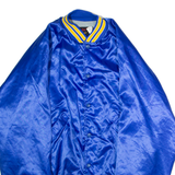 PLA JAC BY DUNBROOKE Village Meats And Deli Mens Bomber Jacket Blue Satin Nylon 80s USA L