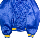 PLA JAC BY DUNBROOKE Village Meats And Deli Mens Bomber Jacket Blue Satin Nylon 80s USA L