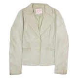 STRADIVARIUS Womens Blazer Jacket Beige Leather Suede 90s M