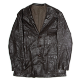 Mens Trench Jacket Brown Leather 90s L