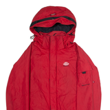 DICKIES Mens Rain Jacket Red Nylon Hooded XS
