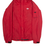 DICKIES Mens Rain Jacket Red Nylon Hooded XS