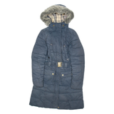 BARBOUR Womens Puffer Coat Blue Hooded UK 8