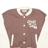 BERSHKA Focus On The Good Womens Varsity Jacket Brown L