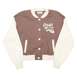 BERSHKA Focus On The Good Womens Varsity Jacket Brown L