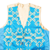 Mens Blazer Waistcoat Blue Crazy Pattern M