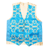 Mens Blazer Waistcoat Blue Crazy Pattern M