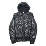 ADIDAS Womens Puffer Coat Black Hooded UK 10