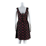 Womens Skater Dress Black Floral Knee Length S