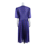Womens A-Line Dress Purple Floral Short Sleeve Midi L
