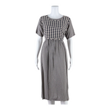 Womens A-Line Dress Blue Gingham Short Sleeve Midi XL