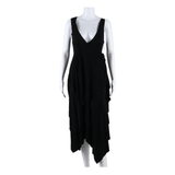 STEFANEL Womens Wrap Dress Black Viscose Sleeveless Midi M