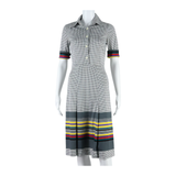 OCEANO Womens A-Line Dress Grey Spotted Short Sleeve Midi UK 10