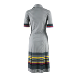 OCEANO Womens A-Line Dress Grey Spotted Short Sleeve Midi UK 10