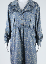 Womens Day Dress Blue Floral Long Sleeve Midi L