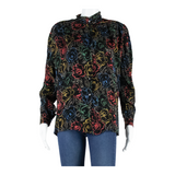 Womens Printed Shirt Black Long Sleeve Floral L