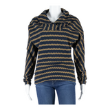 KONSTANTIN MODE Womens Top Blue Collared Long Sleeve Striped M