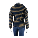 KONSTANTIN MODE Womens Top Blue Collared Long Sleeve Striped M