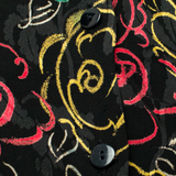 Womens Printed Shirt Black Long Sleeve Floral L