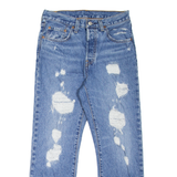 LEVI'S 501 Jeans Distressed Womens Blue Regular Straight Stone Wash W26 L26