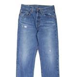 LEVI'S 501 BIG E Jeans Distressed Womens Blue Straight Stone Wash W26 L30