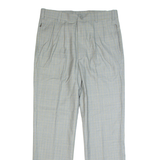 Plaid Formal Suit Mens Trousers Grey Regular Straight W33 L30