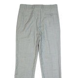 Plaid Formal Suit Mens Trousers Grey Regular Straight W33 L30