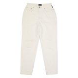 D'BAR Stretch Womens Trousers Cream Slim Tapered W28 L27