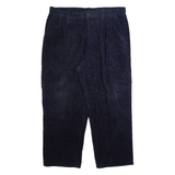 ST JOHN'S BAY Pleated Chino Mens Corduroy Trousers Blue Straight 90s W38 L26