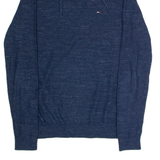TOMMY HILFIGER Mens Jumper Blue Roll Neck Tight Knit S