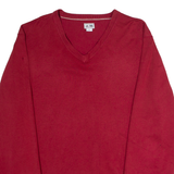 ADIDAS Mens Jumper Red V-Neck Tight Knit XL
