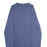 TOMMY HILFIGER Mens Jumper Blue Crew Neck Tight Knit XS