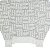 ST MICHAEL Mens Patterned Jumper Grey Crazy Pattern Crew Neck 90s S
