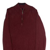 BEN SHERMAN Mens Jumper Maroon 1/4 Zip Waffle Knit M