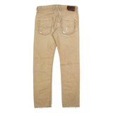 DIESEL Distressed Pleather Womens Jeans Beige Slim Straight W28 L30