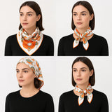 Anyyou Fashion Premium Satin Square Scarf -Orange Silk- Feel Neckwrap for Women