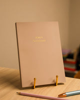 Personalised grey A5 lined notebook with gold foil lettering