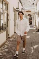 Ares casual linen shorts in Rosy Brown